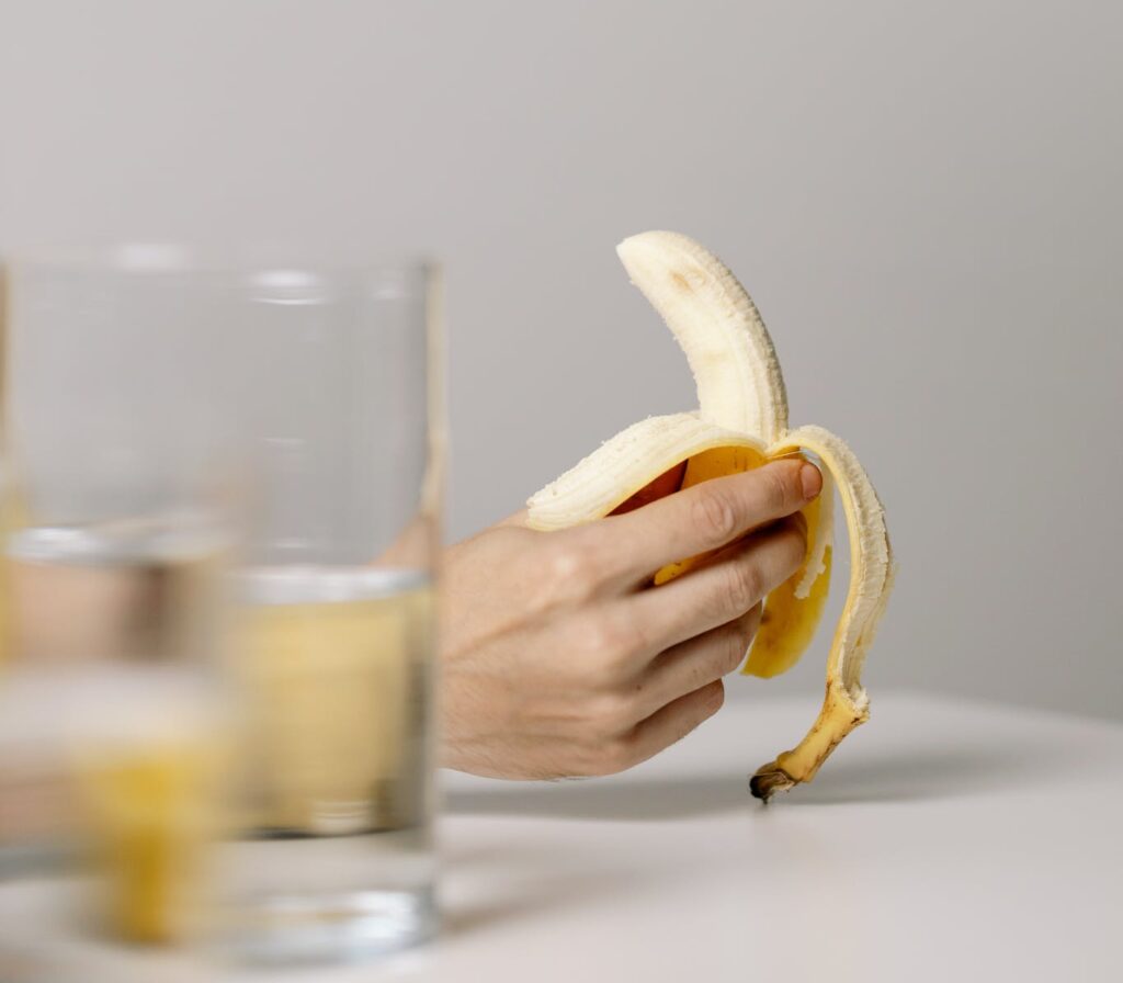 Banana Fruit Near Clear Drinking Glass